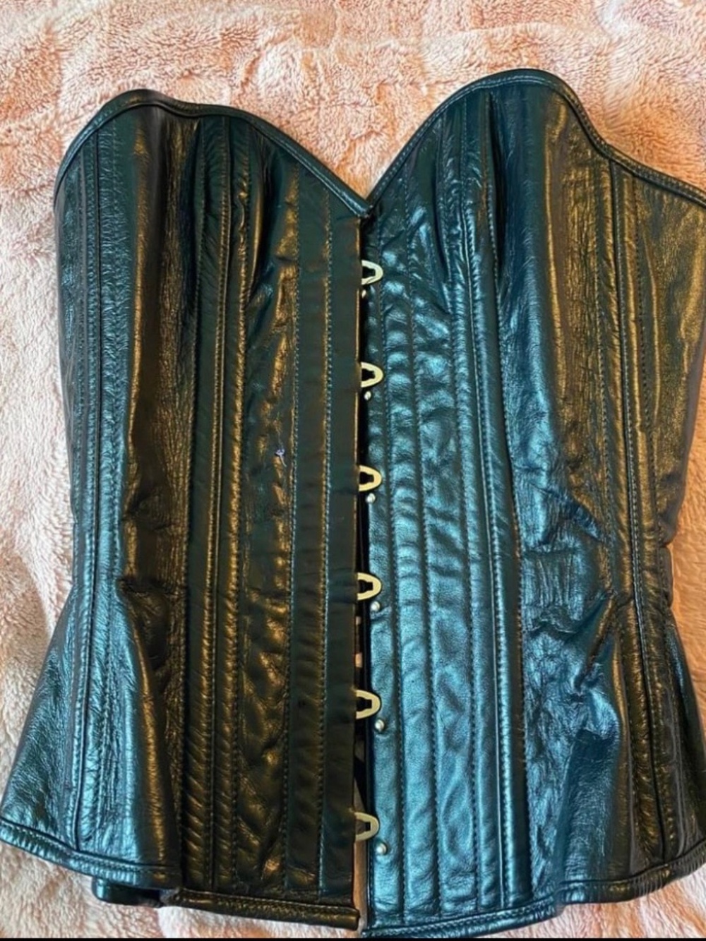 Custom Dark Garden Black Leather Corset | Size 34B / 28” Waist | Like New